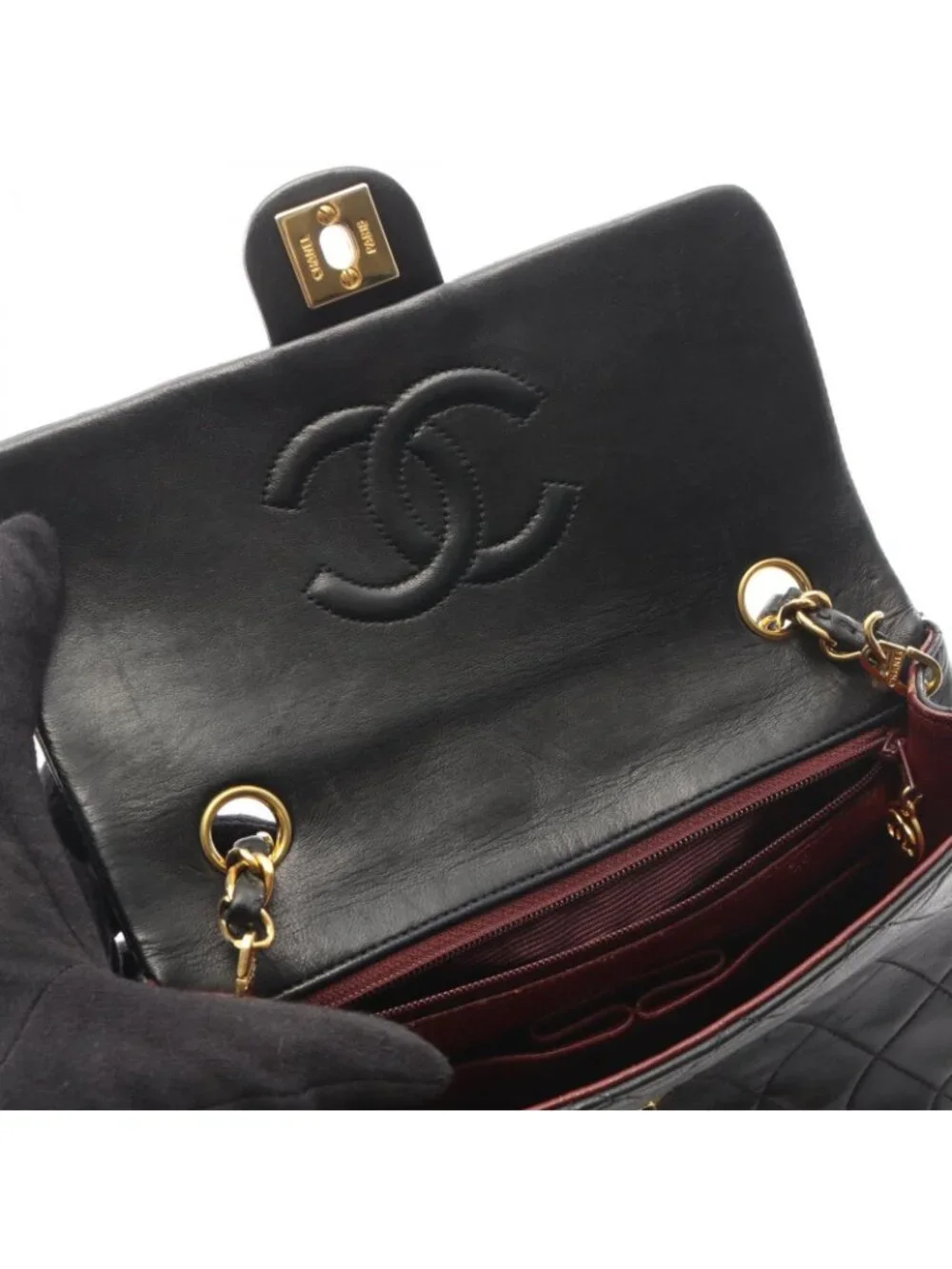 Chanel Shoulder Bag Mini Quilted 20 Black Lambskin